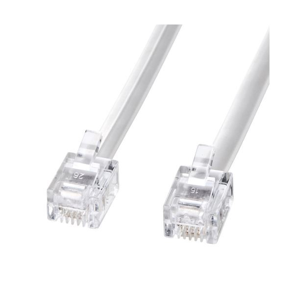 （まとめ） サンワサプライ モジュラーケーブル（白） TEL-N1-1N2 〔×5セット〕〔代引不可〕の通販は