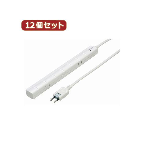 YAZAWA 12個セット 3P対応スリムタップ7個口 Y02YJKP705WHX12〔代引不可〕