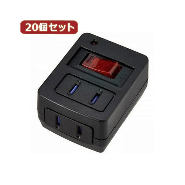 YAZAWA 20個セット 雷ガード・ブレーカー機能付き省エネタップ Y02FUBHKS210BKX20〔代引不可〕の通販は 27,350円