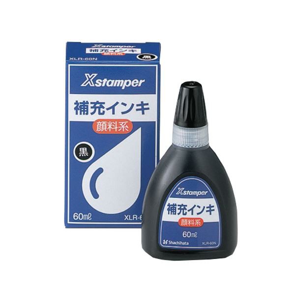 （まとめ） シヤチハタ Xスタンパー 補充インキ顔料系全般用 60ml 黒 XLR-60N 1個 〔×5セット〕〔代引不可〕