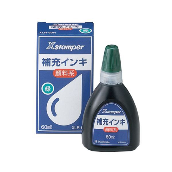 （まとめ） シヤチハタ Xスタンパー 補充インキ顔料系全般用 60ml 緑 XLR-60N 1個 〔×5セット〕〔代引不可〕