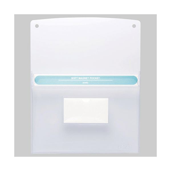 （まとめ） ソニック ソフトマグネットポケット A4カードホルダー付 MP-5973-W 1個 〔×5セット〕〔代引不可〕の通販は