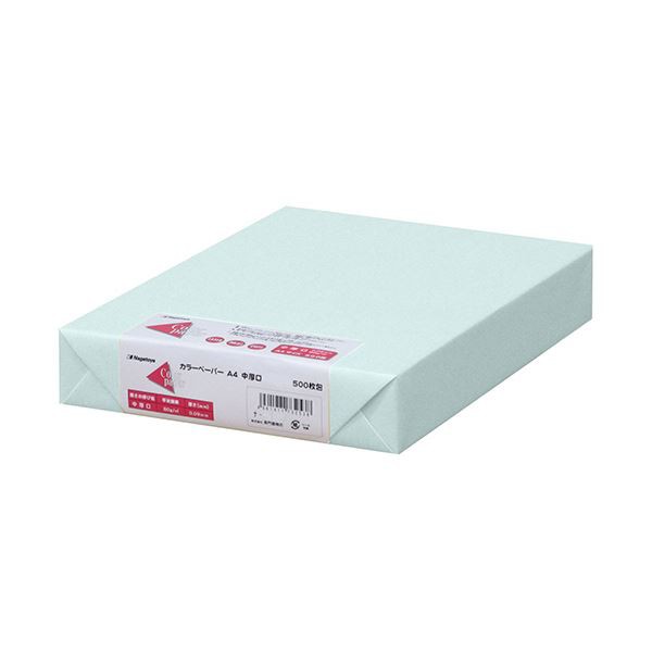 （まとめ）長門屋商店 Color Paper A4中厚口 水 ナ-3260 1冊(500枚) 〔×3セット〕〔代引不可〕