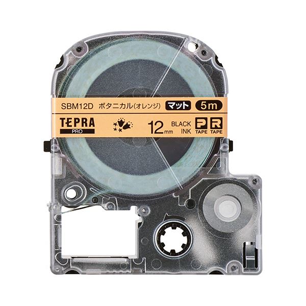 （まとめ）キングジム テプラ PROテープカートリッジ マットラベル 模様 12mm ボタニカル(オレンジ)/黒文字 SBM12D 1個〔×5セット〕〔代引不可〕 7,995円