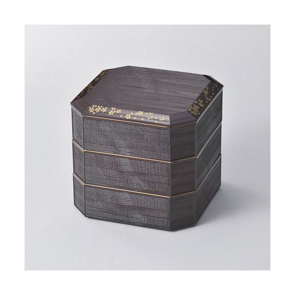 溜塗 さくら 6.0焼杉三段重 K20507934〔代引不可〕の通販は 5,364円