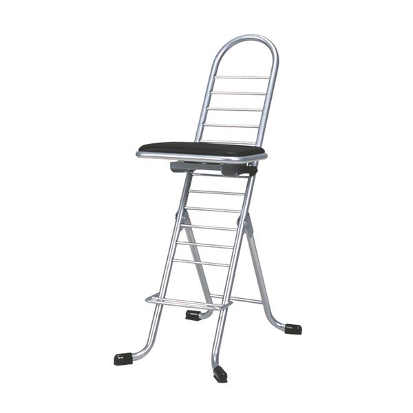 シンプル 折りたたみ椅子 〔ブラック×シルバー〕 幅420mm 日本製 スチールパイプ〔代引不可〕の通販はその他カーペット・ラグ