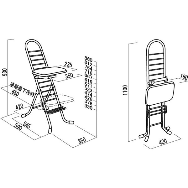 シンプル 折りたたみ椅子 〔ブラック×シルバー〕 幅420mm 日本製 スチールパイプ〔代引不可〕の通販は