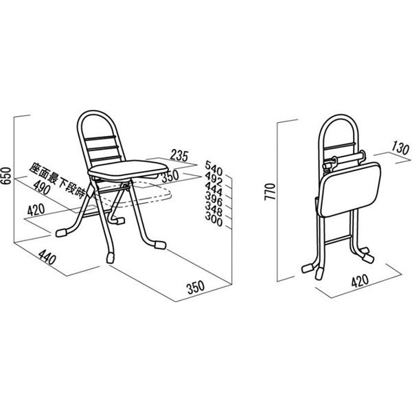 シンプル 折りたたみ椅子 〔ブラック×シルバー〕 幅420mm 日本製 スチールパイプ〔代引不可〕