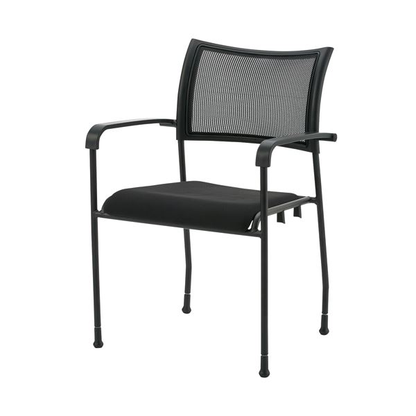 ジョインテックス 会議イス GKM-A51 ブラック 肘付固定脚〔代引不可〕の通販は