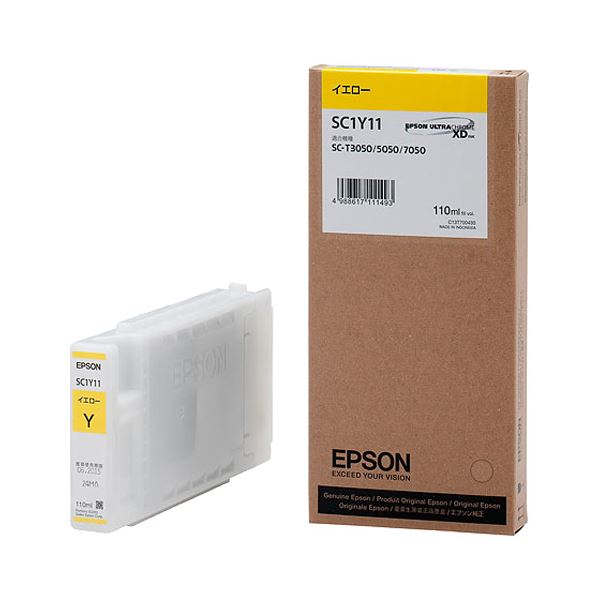(まとめ）エプソン EPSON インクカートリッジ イエロー 110ml SC1Y11 1個〔×3セット〕〔代引不可〕の通販は 37,190円
