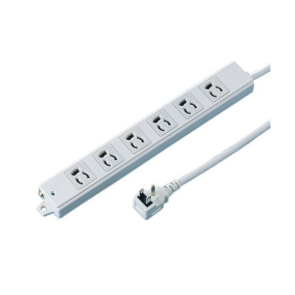 (まとめ）サンワサプライ 工事物件タップ 抜け止めL型プラグ 3P・6個口 5.0m TAP-K6L-5 1個〔×3セット〕〔代引不可〕