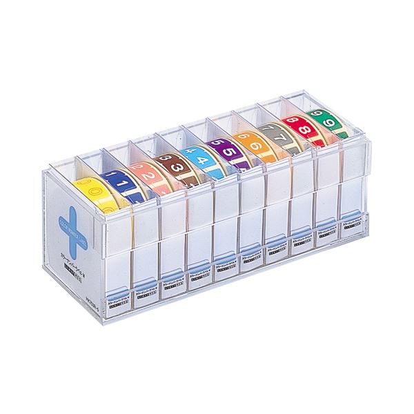 (まとめ）リヒトラブ カラーナンバーラベルMロールタイプ 「0」~「9」 専用ケース付 HK753R-コミ 1セット（3000片：各300片×10箱）〔×3セット〕〔代引不可〕の通販は