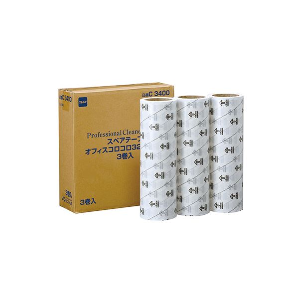 (まとめ）ニトムズ オフィスコロコロ スタンダード スペアテープ 幅320mm×40m巻 C3400 1パック(3巻)〔×3セット〕〔代引不可〕の通販は