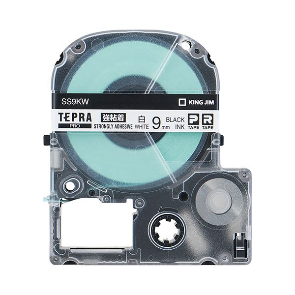 (まとめ)キングジム テプラ PRO テープカートリッジ 強粘着 9mm 白/黒文字 SS9KW-5P 1パック(5個)〔×3セット〕〔代引不可〕の通販は