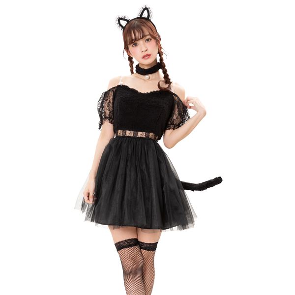 コスプレ衣装/コスチューム 〔HW コケティッシュガーリー ブラックレースキャット〕 レディース 身長155〜165cm 〔ハロウィン〕〔代引不可〕の通販は 6,132円