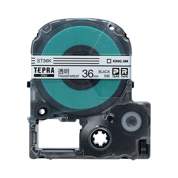 (まとめ) キングジム テプラ PRO テープカートリッジ 36mm 透明／黒文字 ST36K 1個 〔×5セット〕〔代引不可〕