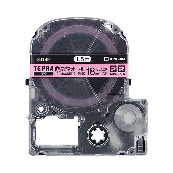 (まとめ) キングジム テプラ PRO テープカートリッジ マグネットテープ 18mm ピンク／黒文字 SJ18P 1個 〔×5セット〕〔代引不可〕の通販は 14,440円