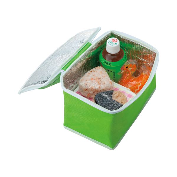 (まとめ) TANOSEE 不織布保冷バッグ ヨコ215×タテ145×マチ幅140mm グリーン 1パック（5枚） 〔×5セット〕〔代引不可〕の通販は