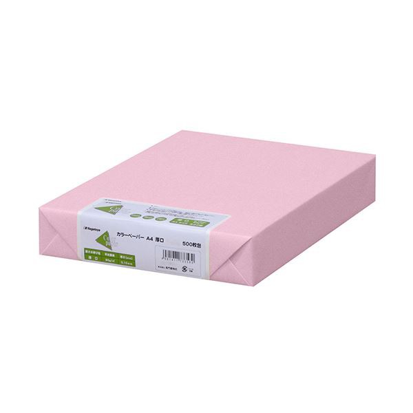 (まとめ) 長門屋商店 Color Paper A4厚口 桃 ナ-3371 1冊(500枚) 〔×5セット〕〔代引不可〕