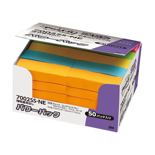 3M ポスト・イット 強粘着ふせん業務用パック 75×25mm ネオンカラー5色 5004SS-NE 1パック（80冊）〔×3セット〕 3M ポスト・イット 強粘着ふせん業務用パック 75×25mm パステルカラー 4色
