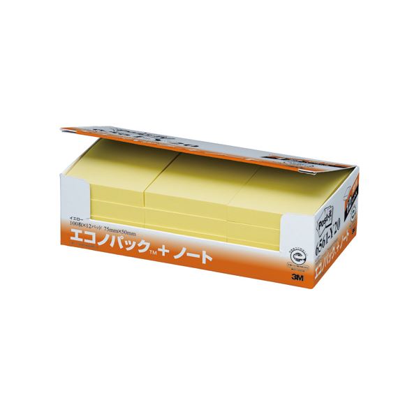 (まとめ) 3M ポストイット エコノパック ノート 再生紙 75×50mm イエロー 6561-Y20 1パック(12冊) 〔×5セット〕〔代引不可〕の通販は 13,890円