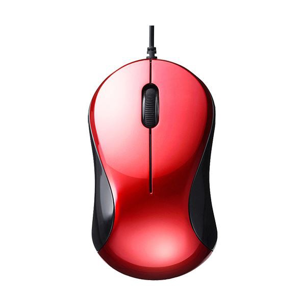 (まとめ) バッファロー 有線 BlueLED 静音3ボタンマウス レッド BSMBU100RD 1個 〔×10セット〕〔代引不可〕の通販は