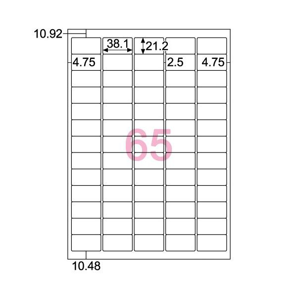 (まとめ) ヒサゴ エコノミーラベル A4 65面 38.1×21.2mm 四辺余白 ELM023 1冊（100シート） 〔×10セット〕〔代引不可〕