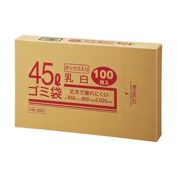 (まとめ) クラフトマン 業務用乳白半透明 メタロセン配合厚手ゴミ袋 45L BOXタイプ HK-093 1箱(100枚) 〔×10セット〕〔代引不可〕