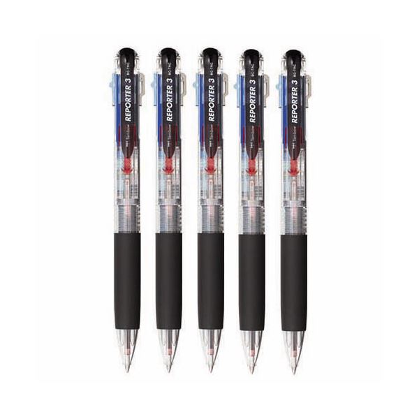 (まとめ) トンボ鉛筆 3色油性ボールペン リポーター3 0.7mm （軸色 透明） 業務用パック BC-TRC205P 1箱（5本） 〔×10セット〕〔代引不可〕の通販は