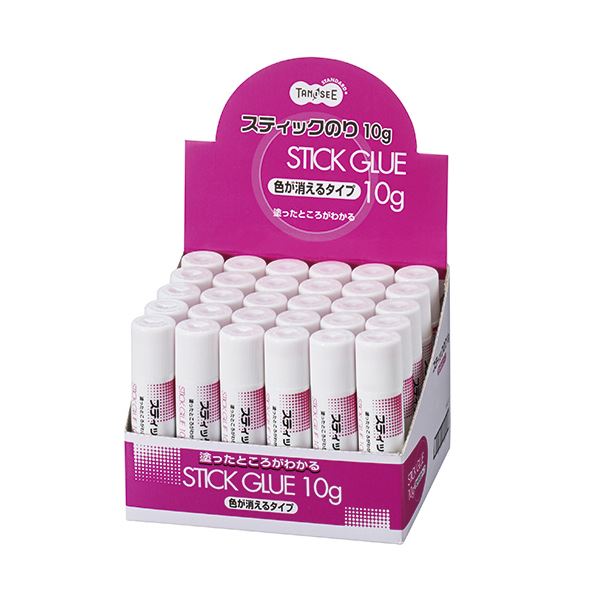 (まとめ) TANOSEE スティックのり色が消えるタイプ 10g 1セット（30本） 〔×10セット〕〔代引不可〕