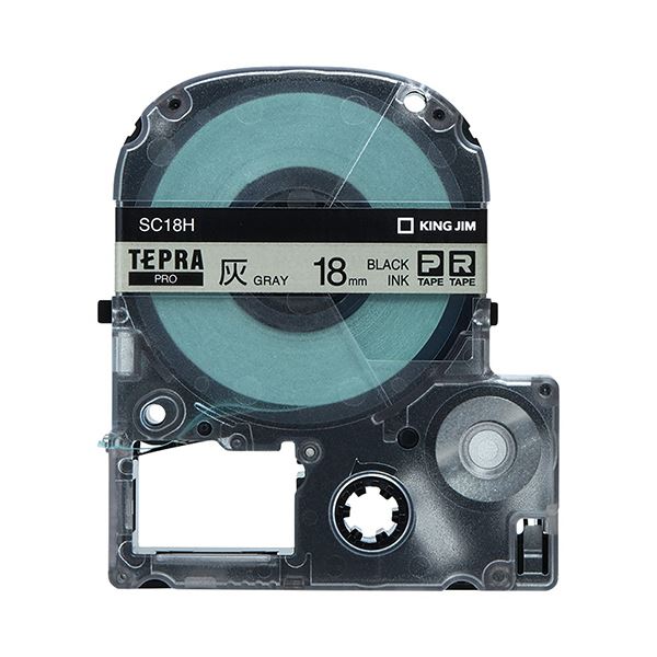 (まとめ) キングジム テプラ PRO テープカートリッジ パステル 18mm 灰色／黒文字 SC18H 1個 〔×10セット〕〔代引不可〕