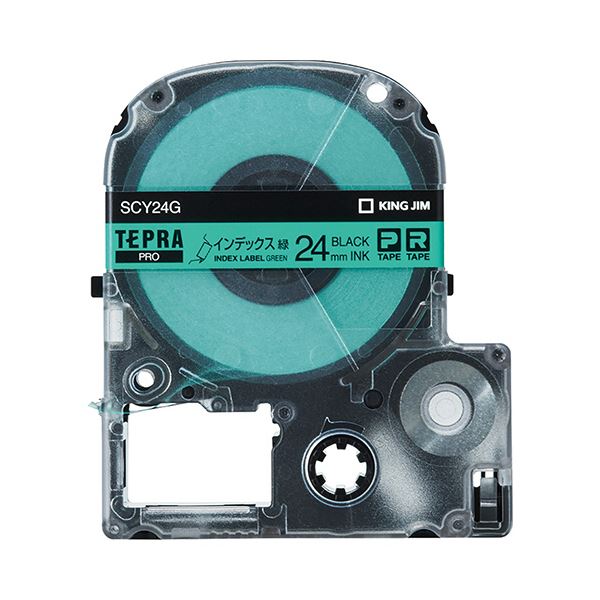 (まとめ) キングジム テプラ PROテープカートリッジ インデックスラベル 24mm 緑/黒文字 SCY24G 1個 〔×10セット〕〔代引不可〕の通販は