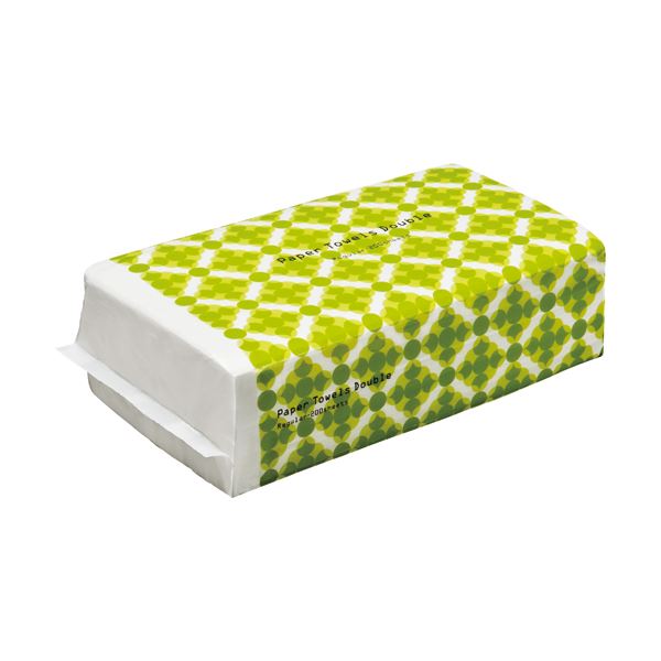 (まとめ) TANOSEE ペーパータオル ダブルタイプ（レギュラー） 200組／パック 1セット（5パック） 〔×10セット〕〔代引不可〕の通販は