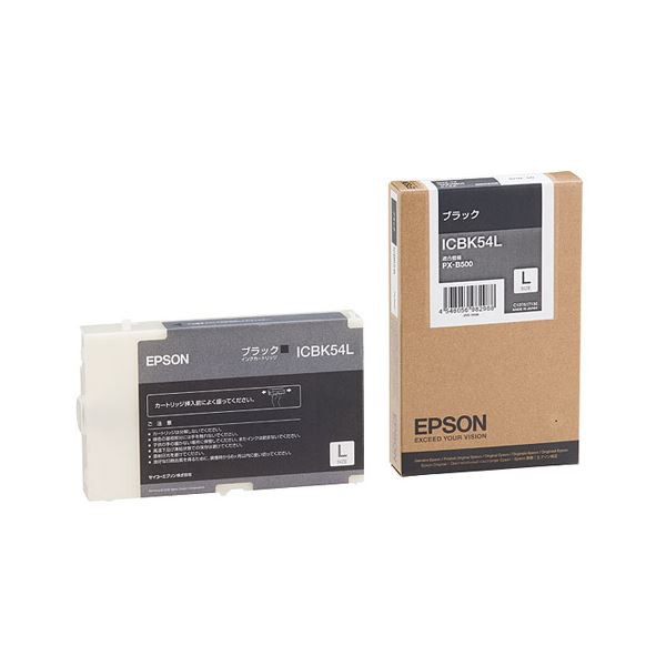 (まとめ) エプソン EPSON インクカートリッジ ブラック Lサイズ ICBK54L 1個 〔×10セット〕〔代引不可〕