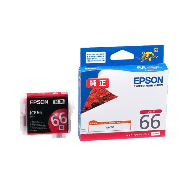 (まとめ) エプソン EPSON インクカートリッジ レッド ICR66 1個 〔×10セット〕〔代引不可〕の通販は