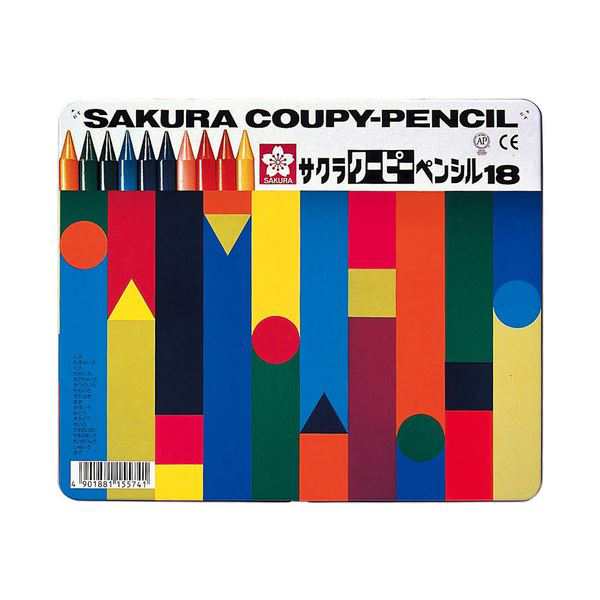 まとめ) サクラクレパス クーピーペンシル 18色(各色1本) 缶入 FY18 1缶 〔