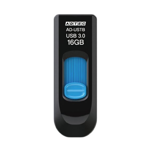 (まとめ) アドテック USB3.0スライド式フラッシュメモリ 16GB ブラック＆ブルー AD-USTB16G-U3R 1個 〔×10セット〕〔代引不可〕