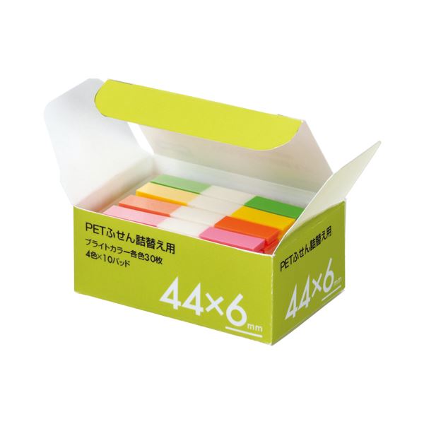 (まとめ) TANOSEE PETふせん 詰替用 44×6mm ブライトカラー4色 1パック（10パッド） 〔×10セット〕〔代引不可〕の通販は 11,227円