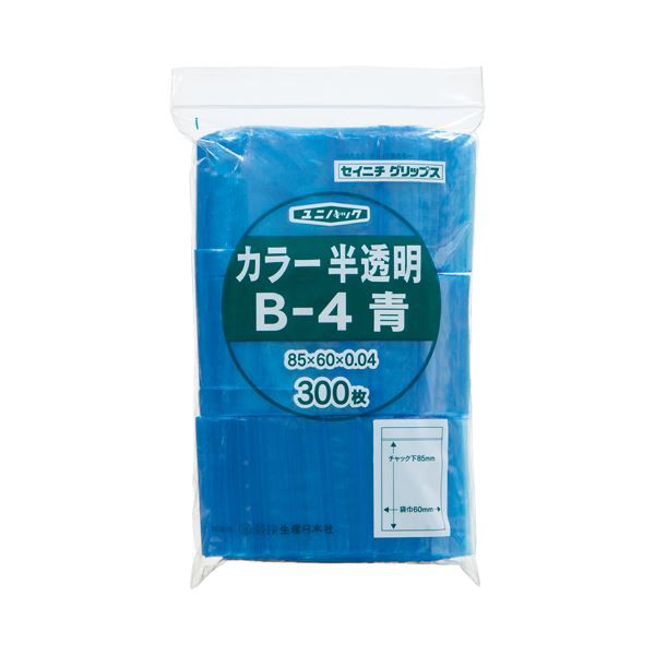 まとめ) セイニチ チャック付袋 ユニパックカラー 半透明 ヨコ60×タテ