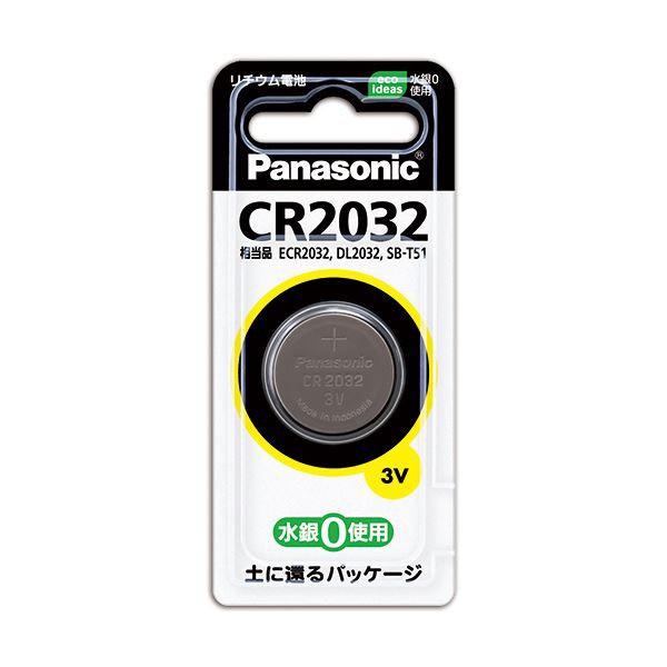 (まとめ) パナソニック コイン形リチウム電池CR2032P 1個 〔×30セット〕〔代引不可〕