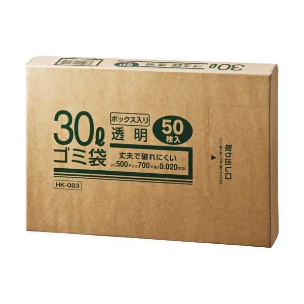 (まとめ) クラフトマン 業務用透明 メタロセン配合厚手ゴミ袋 30L BOXタイプ HK-83 1箱(50枚) 〔×30セット〕〔代引不可〕