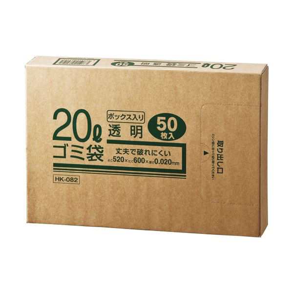 (まとめ) クラフトマン 業務用透明 メタロセン配合厚手ゴミ袋 20L BOXタイプ HK-82 1箱(50枚) 〔×30セット〕〔代引不可〕