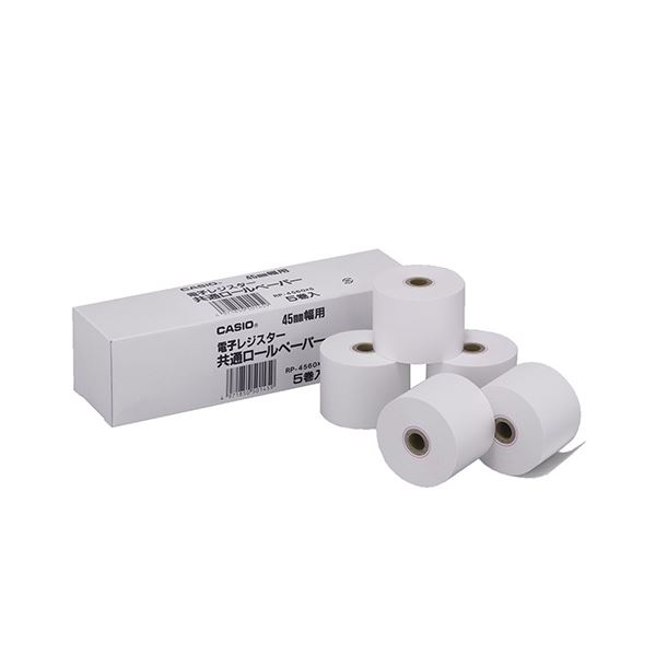 (まとめ) カシオ 電子レジスター用 ロールペーパー紙幅45mm RP-4560X5 1パック(5個) 〔×30セット〕〔代引不可〕
