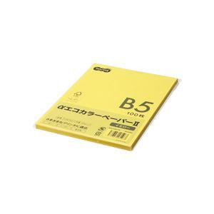 (まとめ) TANOSEE αエコカラーペーパーII B5 イエロー 少枚数パック 1冊（100枚） 〔×30セット〕〔代引不可〕