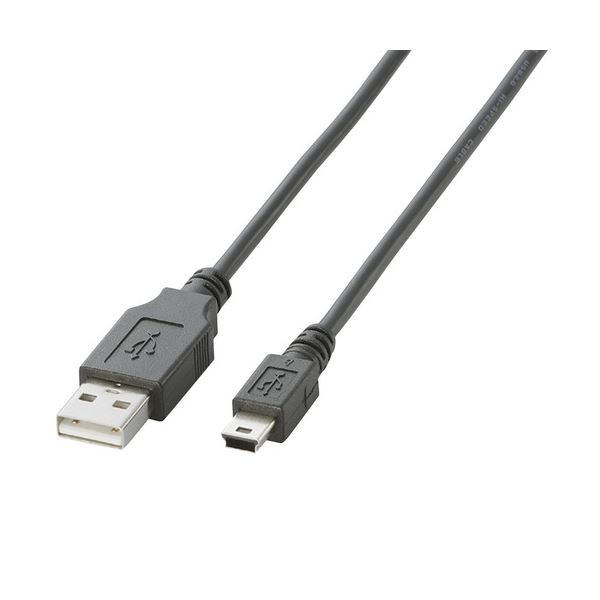 (まとめ) エレコム USB2.0ケーブル(A)オス-mini(B)オス ブラック 0.5m U2C-M05BK 1本 〔×30セット〕〔代引不可〕