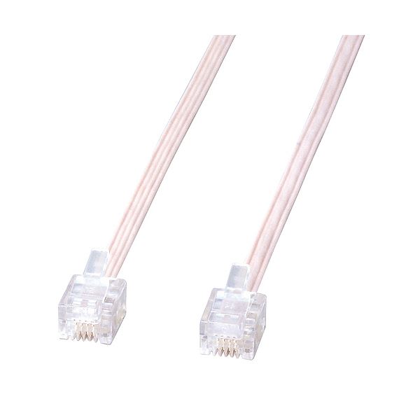 (まとめ) TANOSEE 電話ケーブル 6極4芯白 3m 1本 〔×30セット〕〔代引不可〕の通販は