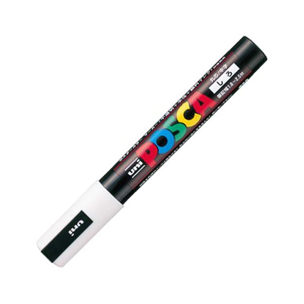 (まとめ) 三菱鉛筆 水性マーカー ポスカ 中字丸芯 白 PC5M.1 1本 〔×50セット〕〔代引不可〕の通販は