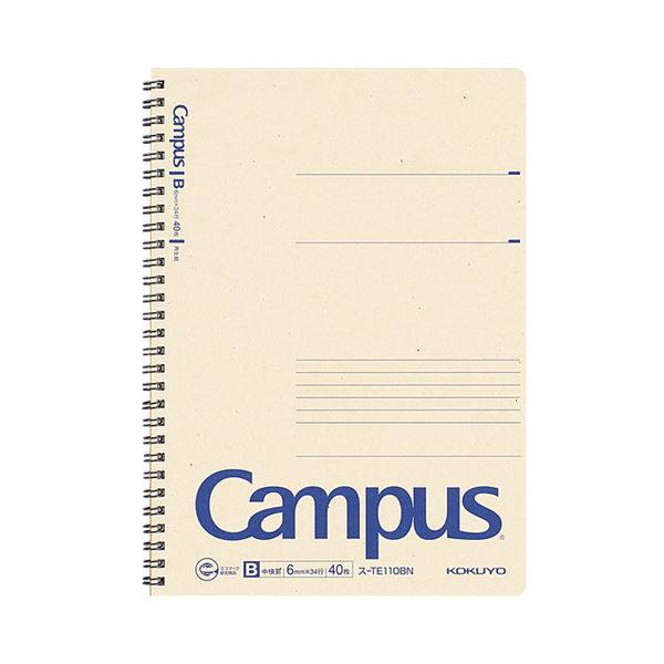 (まとめ) コクヨキャンパス再生紙ツインリングノート セミB5 B罫 40枚 ス-TE110BN 1冊 〔×50セット〕〔代引不可〕の通販は