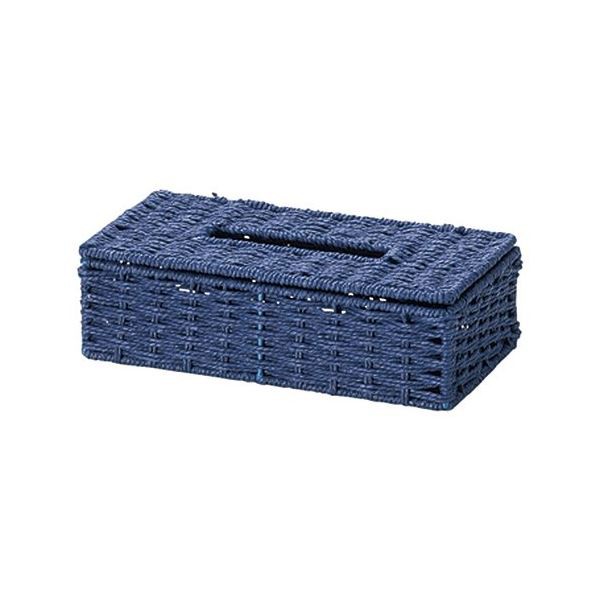 (まとめ) ペーパー製 ティッシュケース/収納ケース 〔ネイビー〕 幅26×奥行13.5×高さ7cm 〔×40個セット〕〔代引不可〕の通販は