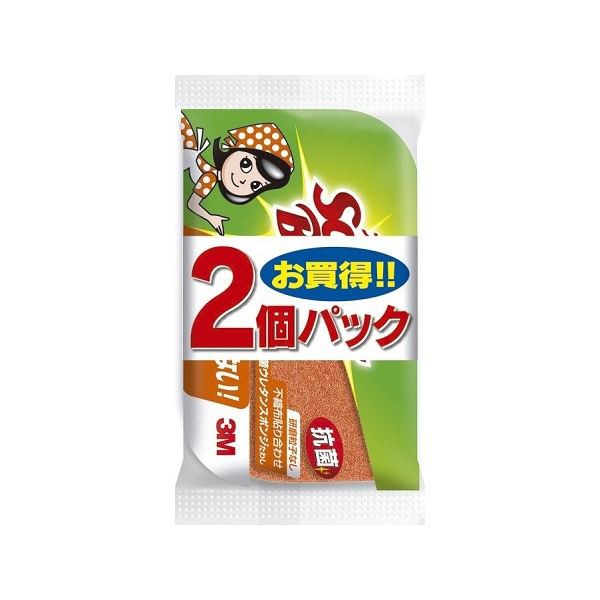 〔まとめ〕 スコッチブライト 抗菌ウレタンスポンジたわし 115×70×35mm 3層リーフ型 2個パック 40個セット キッチンスポンジ〔代引不可